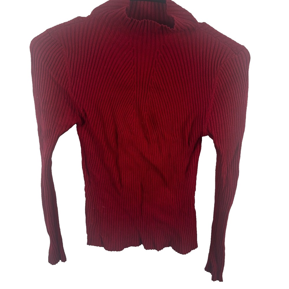 Passione Moda Red Ribbed Knit Long Sleeve Sweater Top
